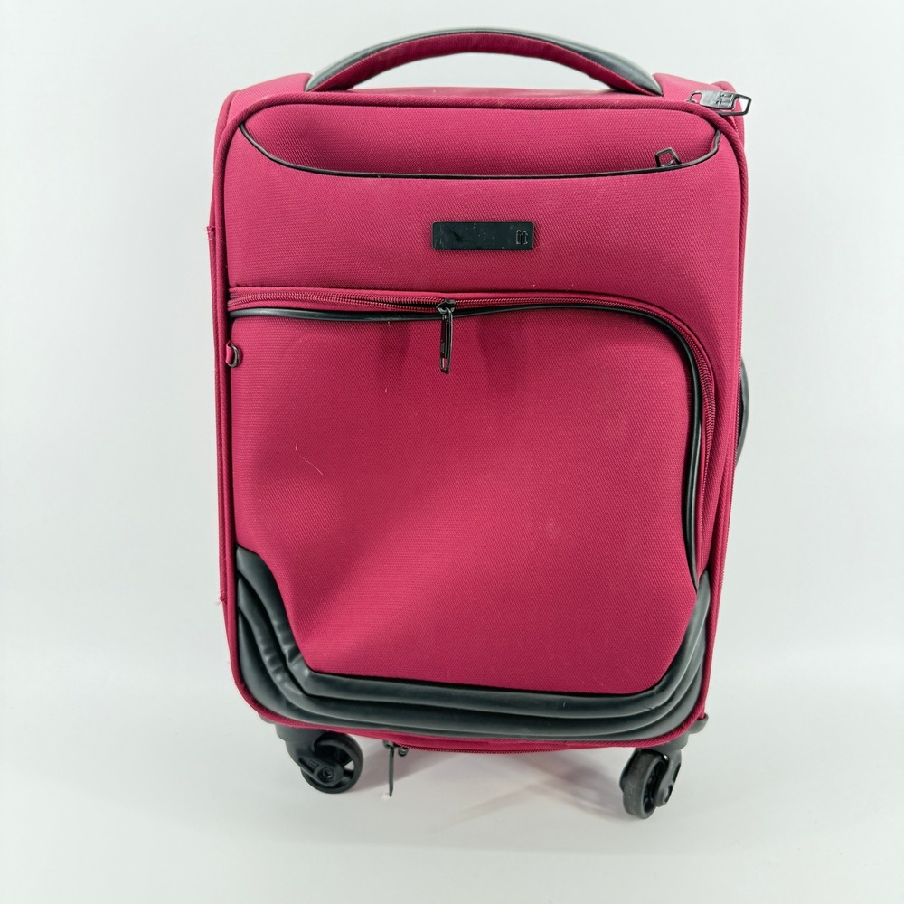 IT Luggage Carry On Suitcase Womens Small Magenta Pink 4 Wheel Spinner Softshell